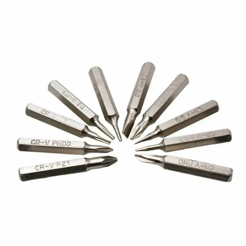 

10pcs 28mm Magnetic CR-V Precision Screwdriver Bit Set PH00 PH0 Z1 Z0 3.0 2.0 1.0 T5 T4 0.8 Multifunctional Hex Torx Head