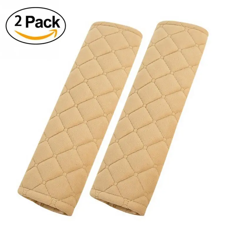 2 pcs Car cotton Baby Safety belt for Car Shoulder Protector car-styling girdled pad on the seat belt cover safety belts pillow - Название цвета: beige