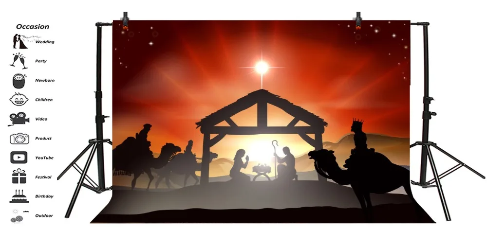 Laeacco Christian Jesus Birth Scene Photography Backgrounds Customized Photographic Backdrops For Photo Studio