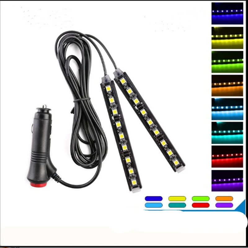 

2Pcs/set 2 in 1 RGB Atmosphere Lamp 5050 18SMD LED Strips for Car Ambient Light Interior Lighting Ambient Light Underglow 12V