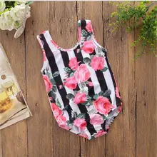 Для маленьких девочек розы полосатый купальный костюм для маленьких девочек в европейском и американском стиле; с печатным рисунком купальник binini Дети дошкольного возраста