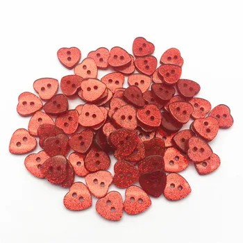 

200pcs 12x13mm Red Glitter Heart Buttons Resin Sparkle Button Embellishments Scrapbooking Cardmaking