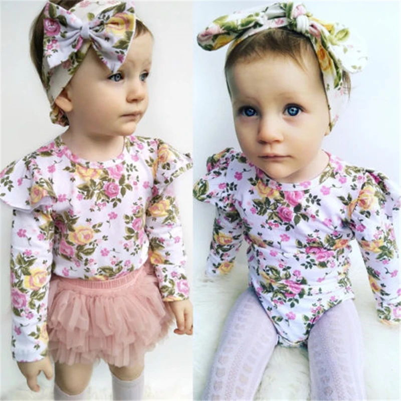 Детский цветочный комбинезон на возраст 0 18 месяцев|newborn long sleeve|baby girl floral romperrompers