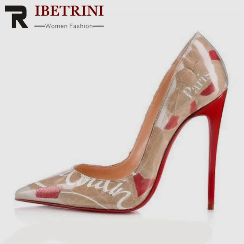 RIBETRINI Brand Print Pointed Toe Fake Leather Shoes Luxury Pumps Women 2019 High heels Sexy Wedding Party Women Shoes Woman RIBETRINI Brand Print Pointed Toe Fake Leather Shoes Luxury Pumps Women 2019 High heels Sexy Wedding Party Women Shoes Woman