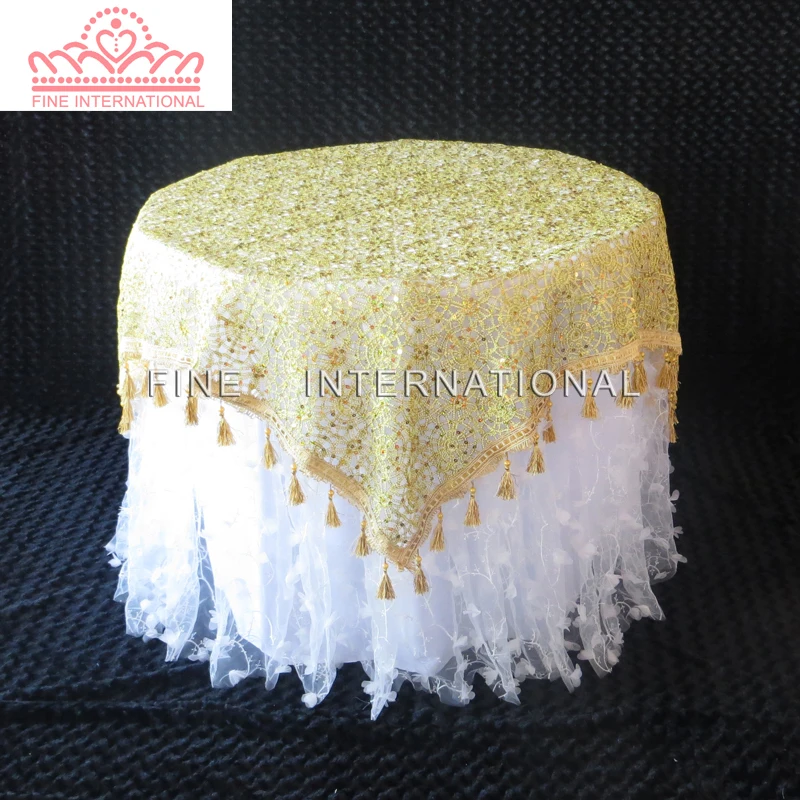 

Jacquard Crocheted Knit Tassel Trim Table Cover Table Cloth