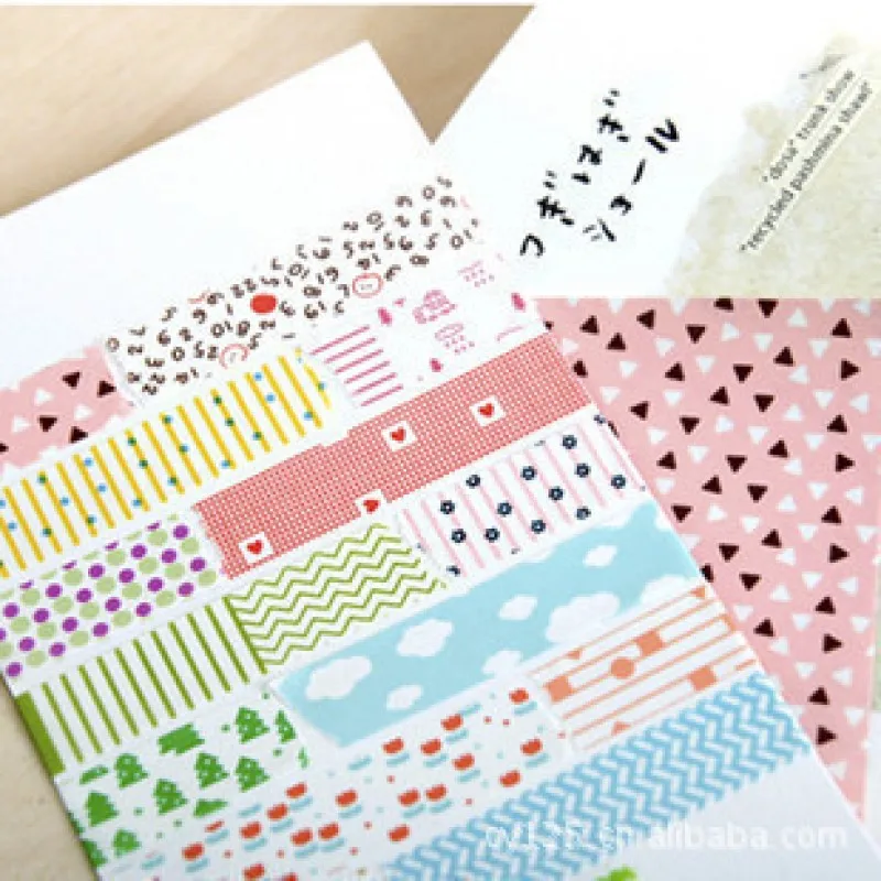 

15sheets cloud dot design scrapbooking paper sticker set can be cut to DIY masking tape and seal stickers for bookmark and flag