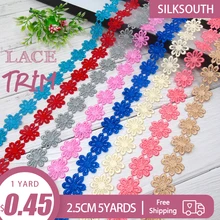 

5Yards 2.5CM 24Colors Lace Flowers Water-Soluble Home Software Embroidery Lace Fabric 2018 Applique Wedding Decoration