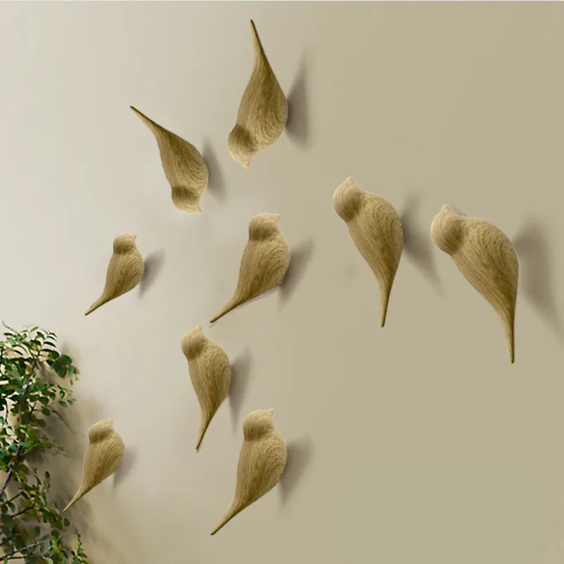 

New Creative Bird Shape Wall Hooks Home Decoration Resin Wood Grain Storage Rack Bedroom Door After Coat Hat Hanger