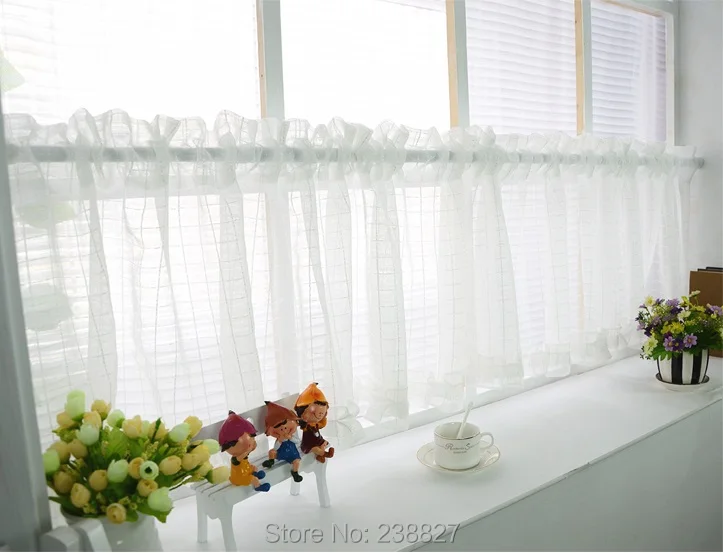 New White Short Curtain Kitchen Sheer Curtains Tulle Window Small Voile Ready Made Cortinas rideaux cuisine court (3)
