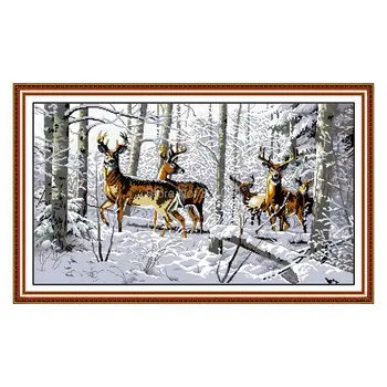 

Wholesale Needlework,Stitch,11CT 14CT Cross Stitch,Sets For Embroidery Kits,Antelopes in the snow Cross-Stitching