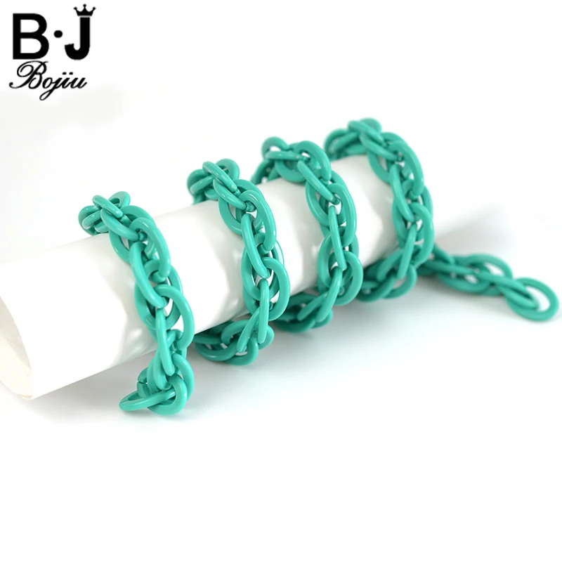 

BOJIU Multifunction 1 M Resin Green Black White Bag Chain Choker Necklace For Women Charm Two-Use Fashion Link Chain NK1054