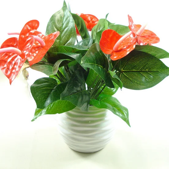 Anthurium Зеленые строительные цветы комнатные искусственные для офиса бонсай|flower of