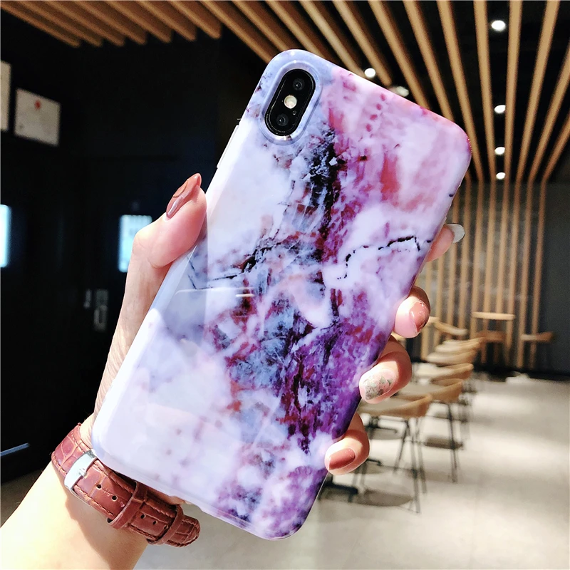 Цветной мраморный чехол для iPhone X XS MAX XR мраморная задняя крышка 6 6s plus 7 8