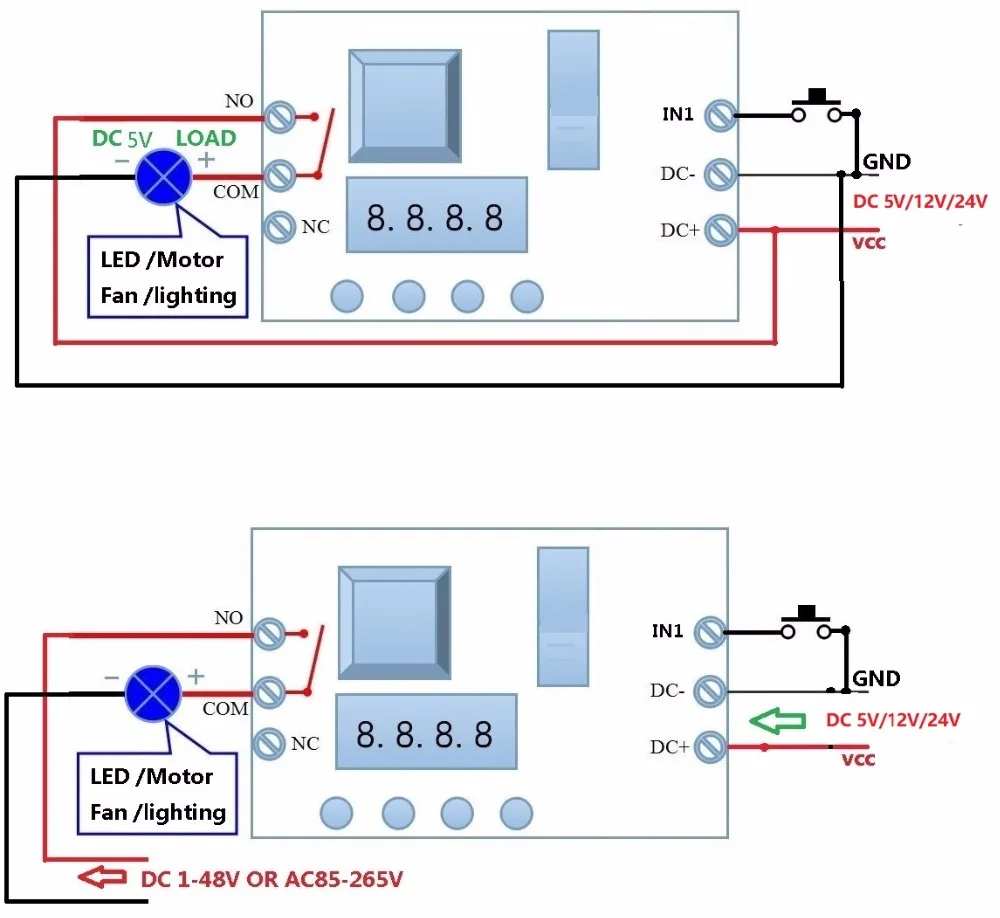 DC 5V 12V 24V многофункциональный переключатель времени задержки реле включения/выключения PLC модуль