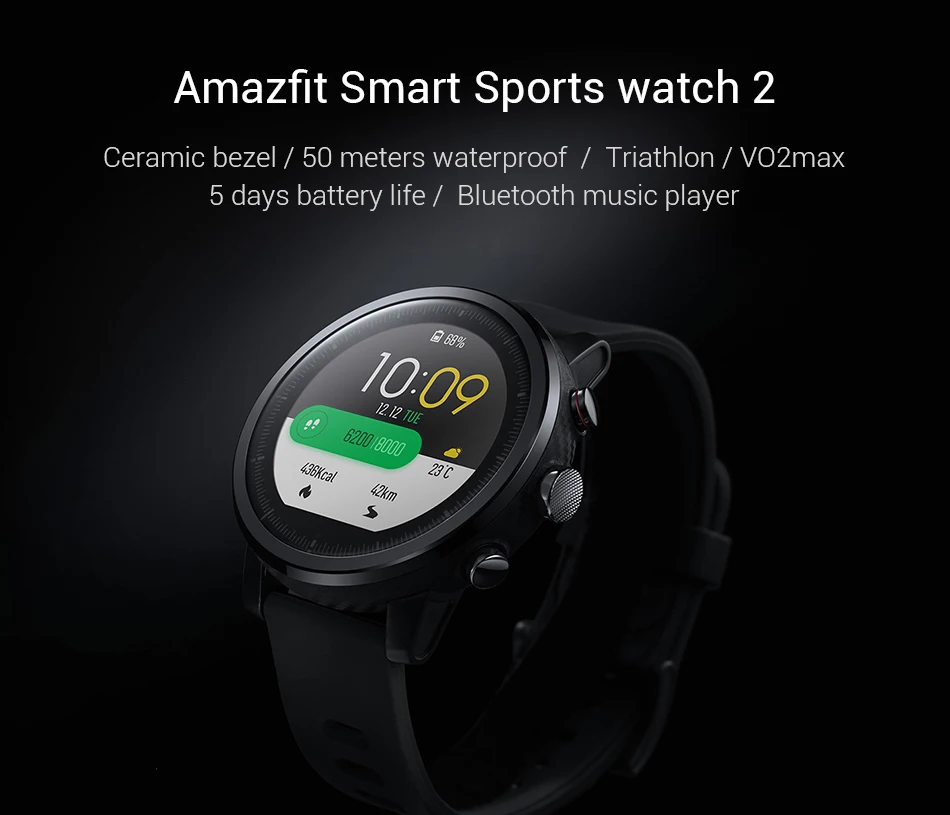 Xiaomi Amazfit 2 Смарт-часы с gps Xiaomi часы PPG монитор сердечного ритма 5ATM водонепроницаемый