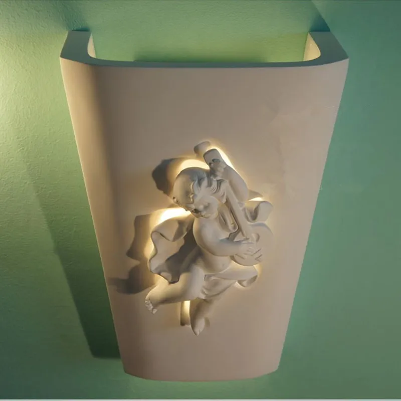 

Children's room plaster aisle carved staircase bed head modern minimalist creative cupid wall lamp