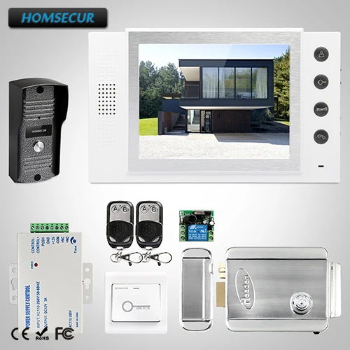 HOMSECUR 8 &quotПроводной Свободные Руки Видеодомофон Система + Камера с Металлическим