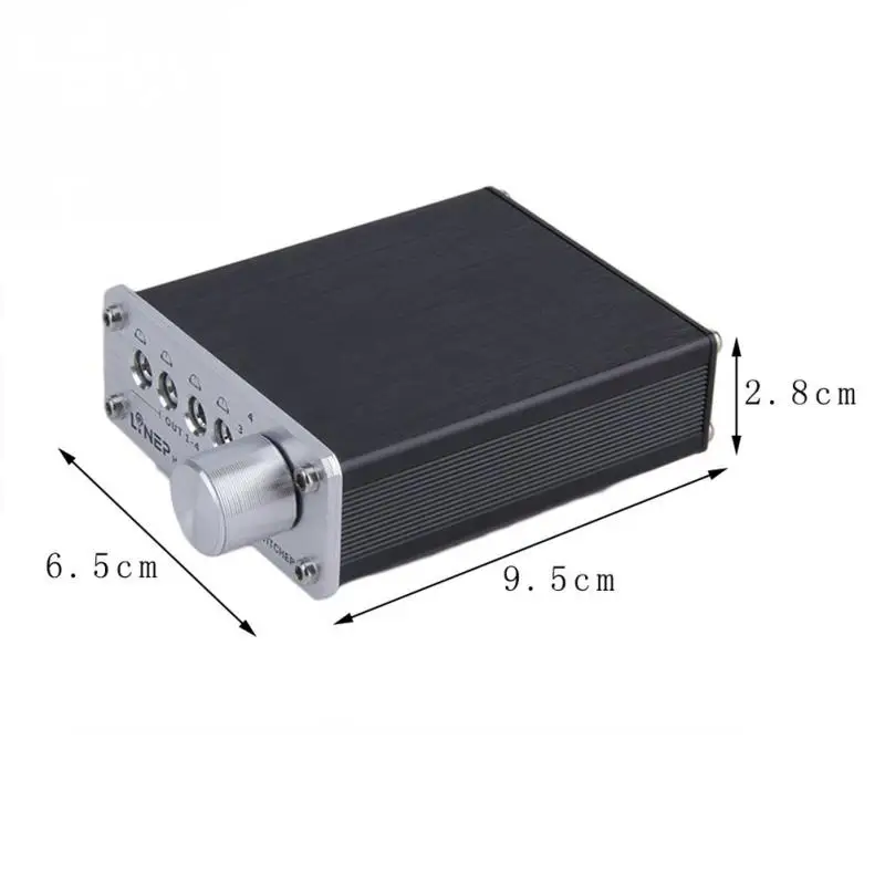 

4 Input 4 Output A985 3.5mm Audio Signal Switcher Digital Multi-channel with Signal line Aluminum US plug