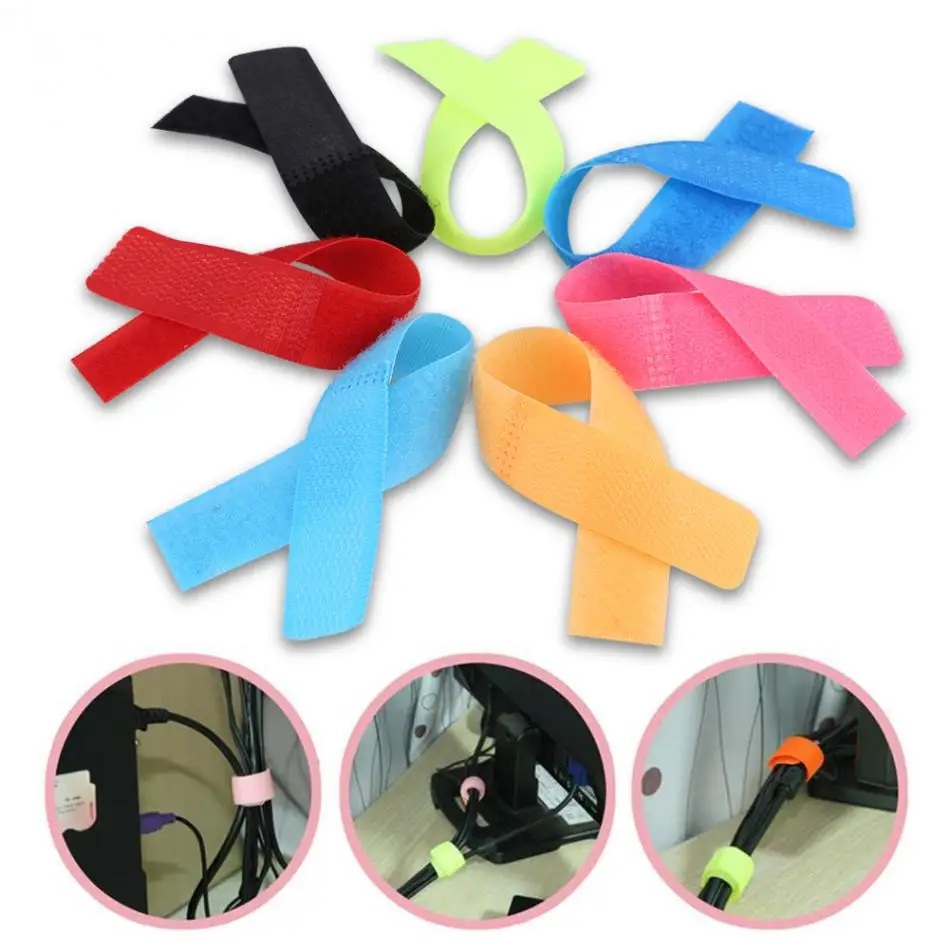 

50pcs/lot Nylon Colorful Reusable Wire Organizer Cable Magic Cable Ties Cord Lead Straps for Adapter Cables