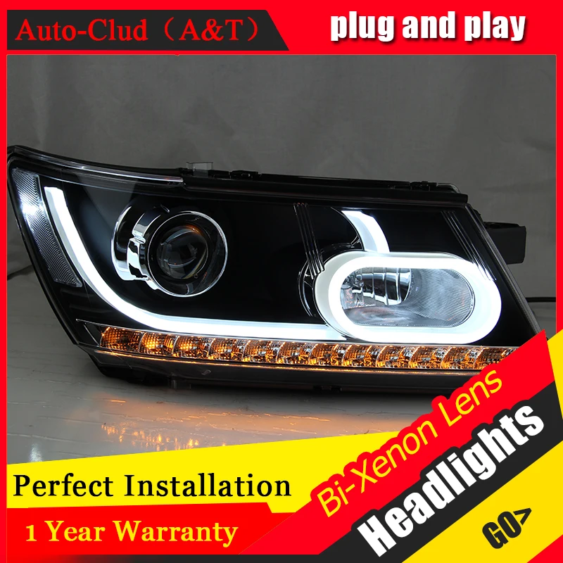 Auto Clud Car Styling for Fiat Freemont LED Headlight JCUV Headlights LED DRL Lens Double Beam