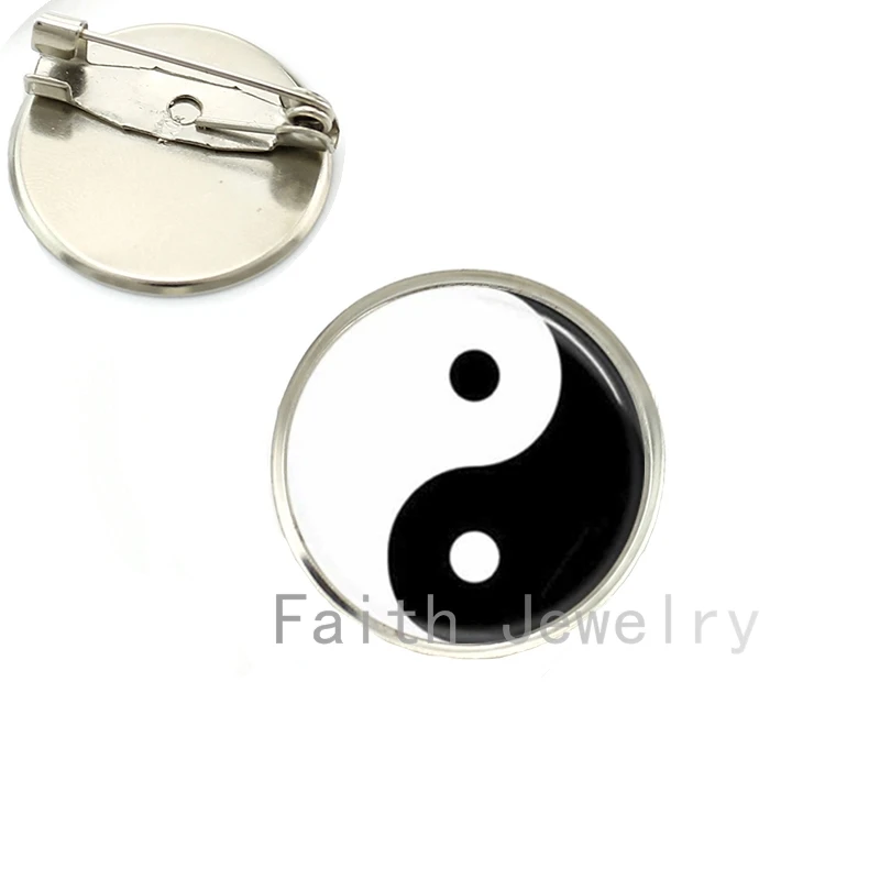 

JWEIJIAO Yin Yang Pattern Brooch Pins Chinese Daoism Eight Diagrams brooches Lapel Pins Women Men Clothes accessories NS103