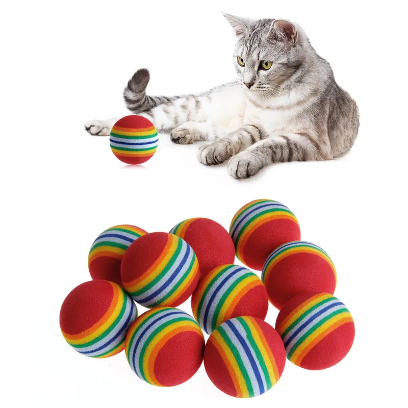 10Pcs Colorful font b Pet b font Rainbow Foam Fetch Balls Training Interactive Dog Funny Toy