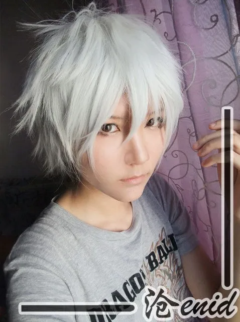 cosplay Anime Cosplay Wig For Dramatical Murder DMMD Clear Costume Short Sliver White Synthetic Wigs Party Peruca Pelucas witch costume women