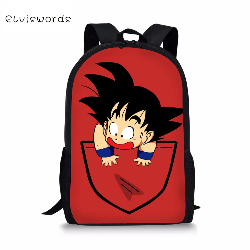 

ELVISWORDS Dragon Ball Pattern Schoolbag for Boys Girls Stylish Cool Elementary School Students Bag Lightweight Laptop Bags