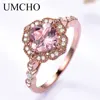 UMCHO – bague en argent 925 Nano Morganite pour femmes, bague de fiançailles, couleur or Rose, nouvelle mode, bijoux fins ► Photo 1/6