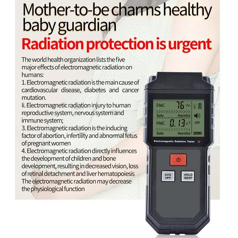 Портативный цифровой тестер электромагнитного излучения с ЖК-дисплеем, дозиметр электромагнитного поля, детектор, звуковой светильник, инструменты для сигнализации