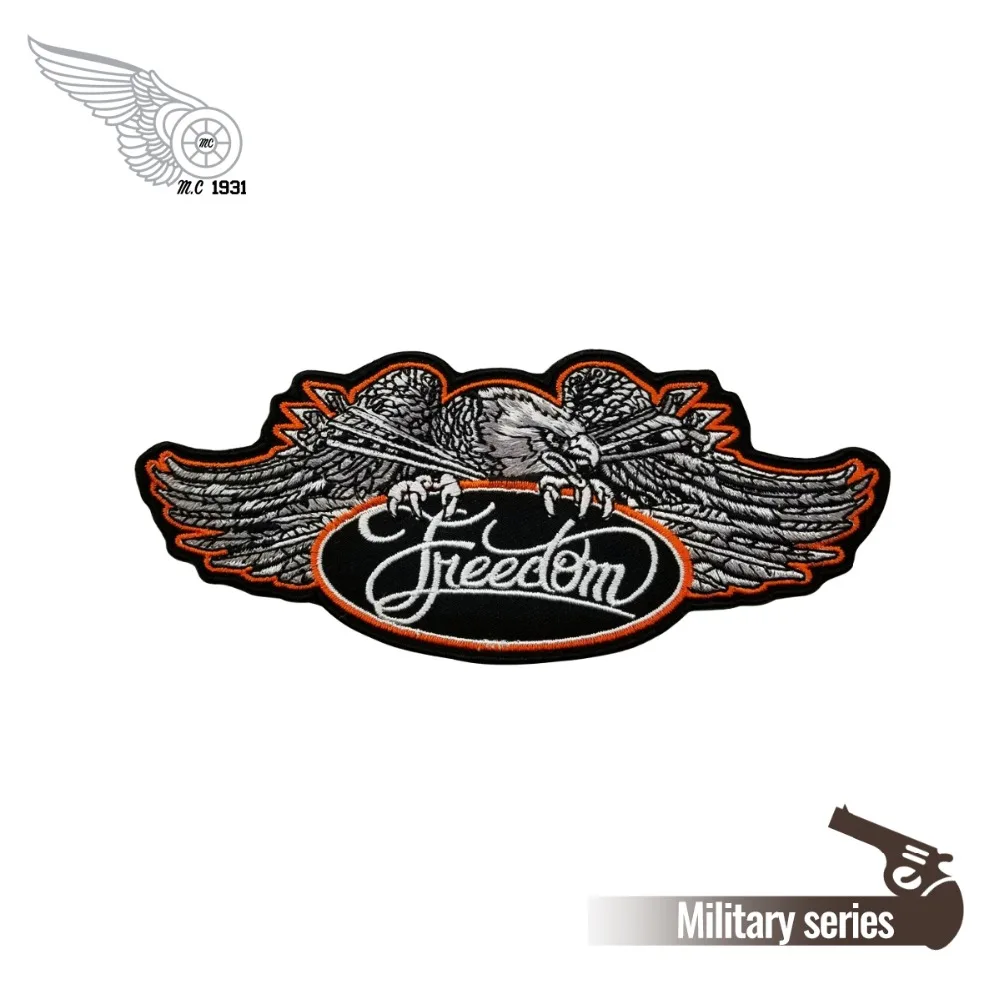 

The Eagle the Spirit of Freedom Strength Brave Mini Patches DIY Customized Free Shipping Black trill fabric Motorcycle for Rider