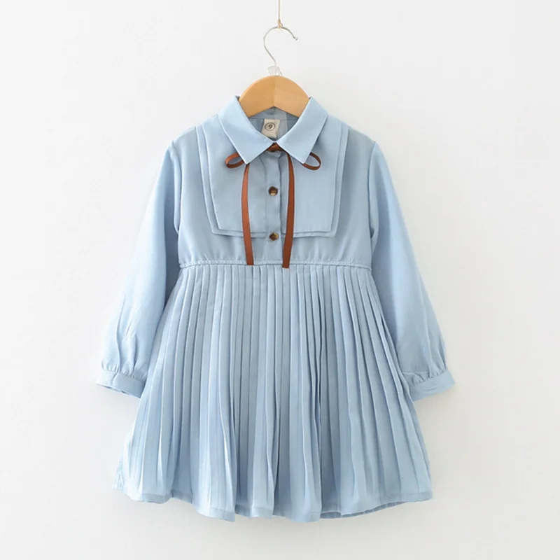 Children Girls Clothing lace Ruched Long Sleeve T-Shirt Tops Blouse Solid O-Neck Cutefull Dress autumn | Детская одежда и обувь