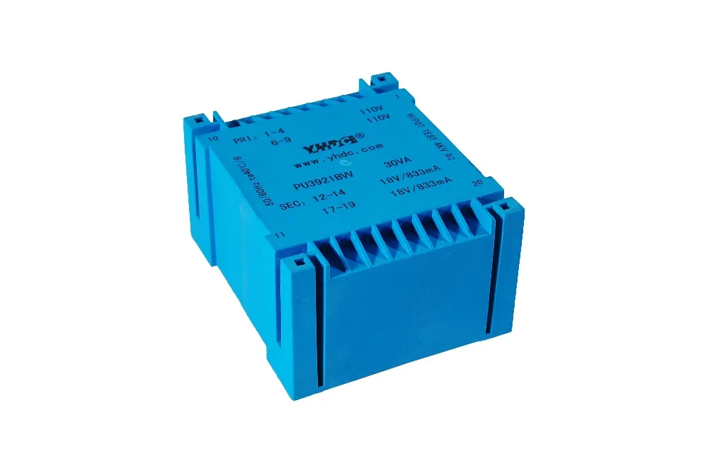 PU3921BW производитель UI типа 30VA 2*110V 2*24V PCB Инкапсулированный трансформатор |