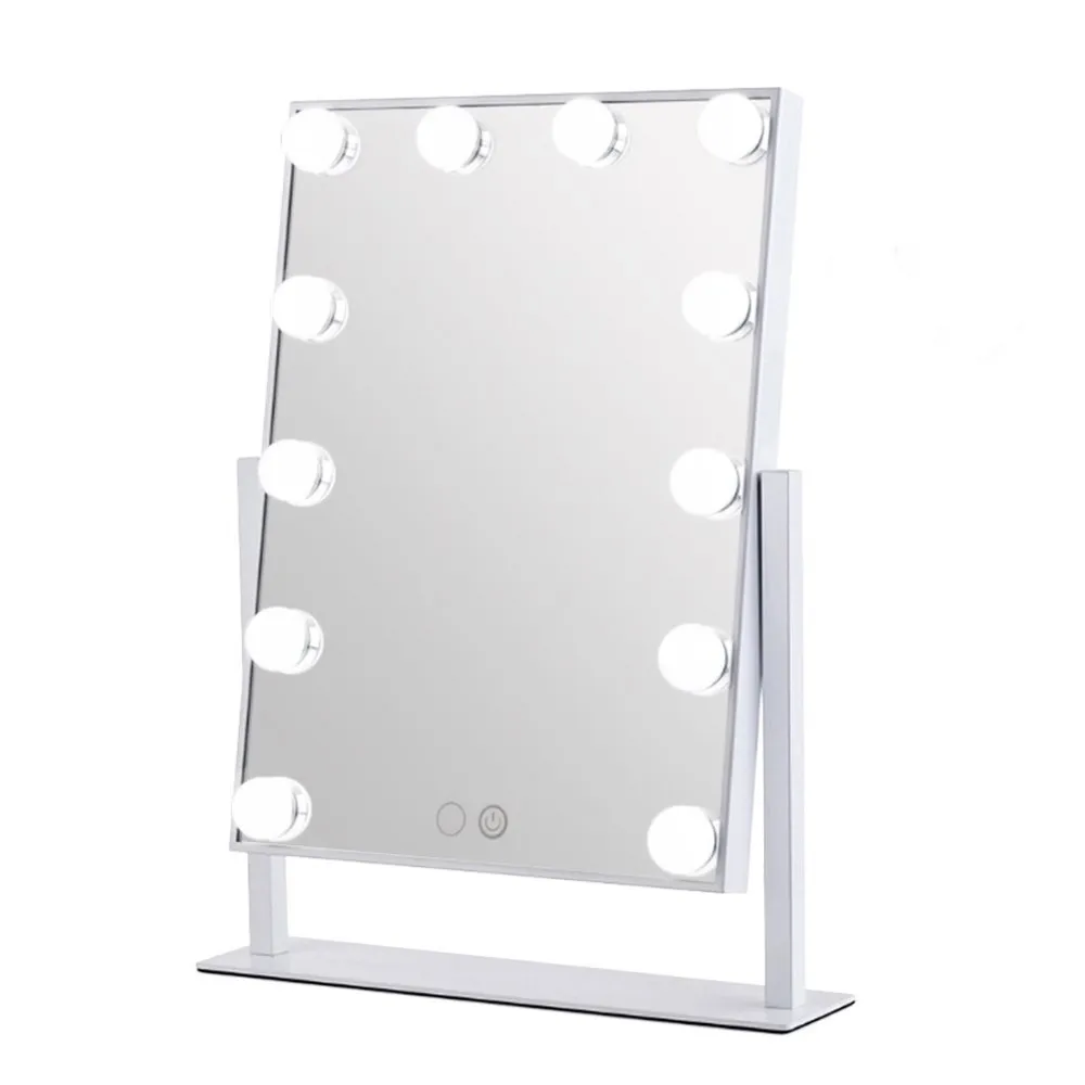 Голливудское косметическое зеркало с подсветкой, зеркало с 12 светодиодные Диммируемые лампы