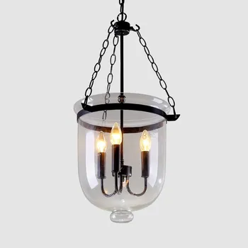 

American Country Black/Rust Color Clear Glass Foyer Pendant Light Retro Dining Room Decoration Light D250MM/350MM XUYIMING
