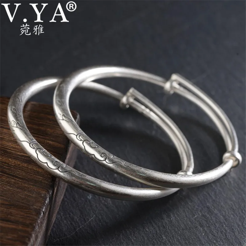 

V.YA Solid 990 Sterling Silver Lotus Bracelet for Women Female Adjustable Bangles & Bracelet Sterling Silver Jewelry XYB149