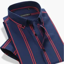 Высококачественная Роскошная Летняя мужская полосатая рубашка с коротким рукавом рубашки на пуговицах с воротником хлопок мягкая брендовая умная Повседневная рубашка