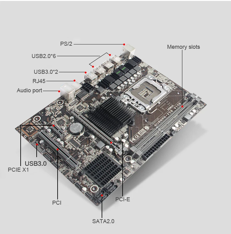 HUANANZHI X58 LGA1366 материнская плата со скидкой X58 настольная материнская плата с USB3.0 портом процессор Xeon X5650 2,66 ГГц с кулером