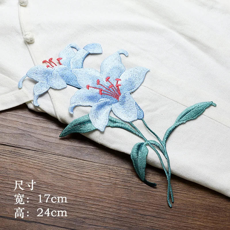 lily flowers embroidery patches for clothes 2