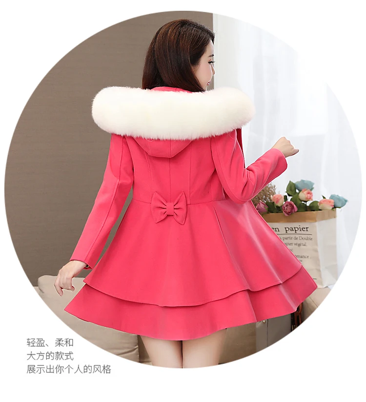 Goede Winter Wollen Jas Vrouwen 2018 Nieuwe Mode Grote Bontkraag Wollen Jas Vrouwelijke Windjack Plus Size 3XL Vrouwelijke Basic Jas w520