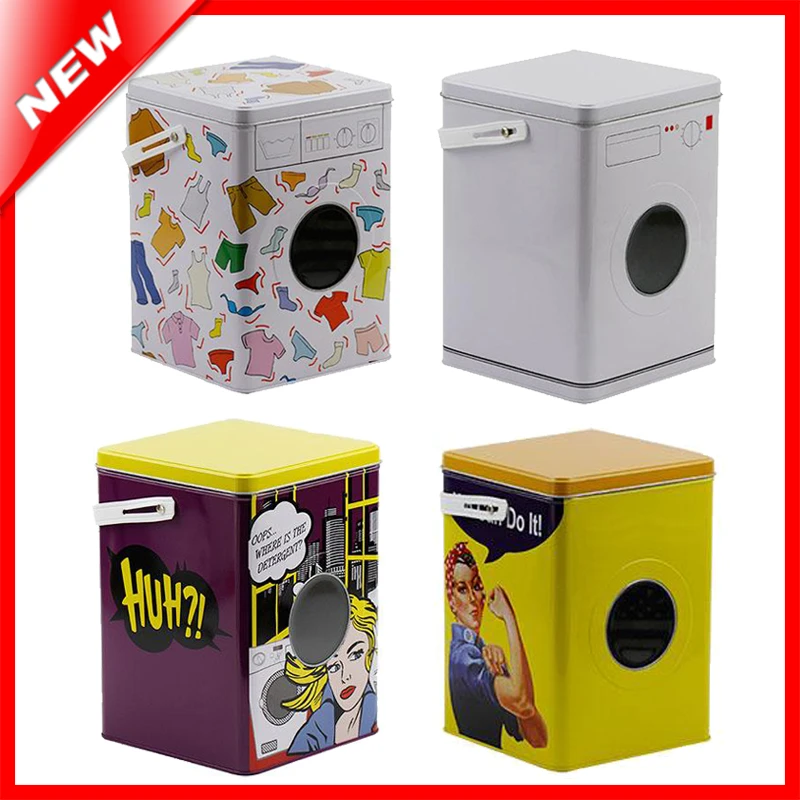 dekoratif camasir makinesi sekilli deterjan camasir tozu depolama teneke kutu kutusu cesitli esyalar organizator evcil kopek ve kedi mamasi konteyner storage tin box food containertin box aliexpress