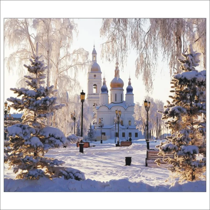 

5D DIY Diamond Painting Palace Snow Scene Omni-directional Diamond Embroidery Mural Home Decoration T032