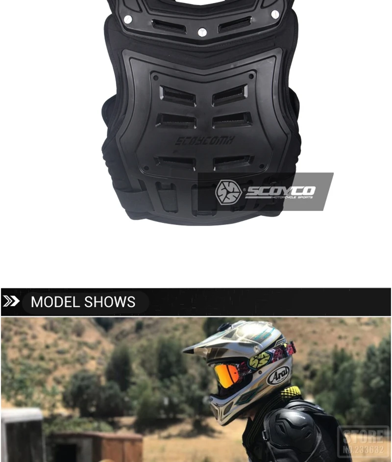 SCOYCO, мотоциклетная броня для мотокросса, защита груди, спины, жилет, мотоциклетная куртка, гоночные Заезды, защитное снаряжение, защита тела, CE