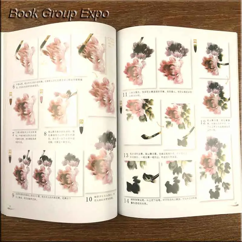 Книга китайской живописи самоуча китайская кисть чернил художественная живопись Sumi-e техника Рисование пион книжный инструмент