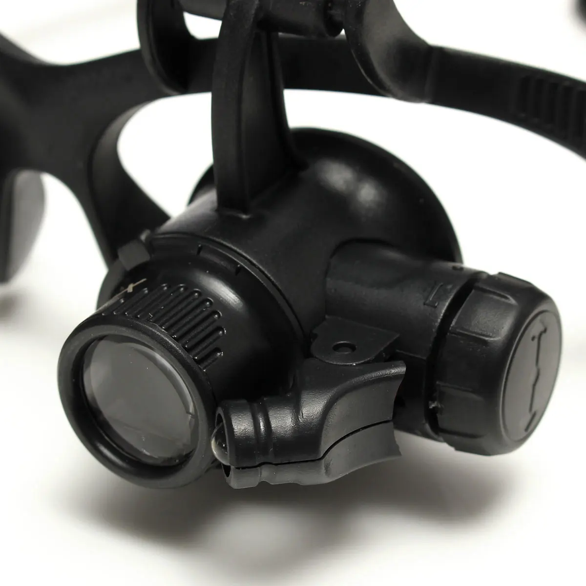 Портативный 10X 15X 20X 25X очки светодиодный светильник лупы Лупа Jewellery поддерживать с 8 шт. Замена объектива