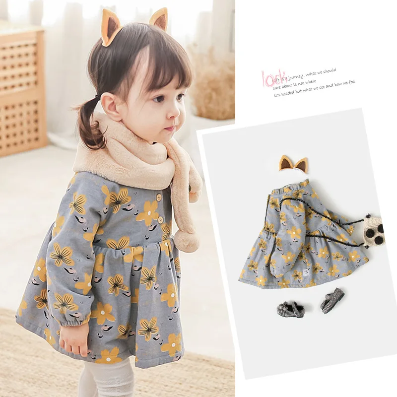 baby warm dress 2018 Fashion New girls winter dress baby winter thick clothes 12M-5Yrs Kids Princess dress