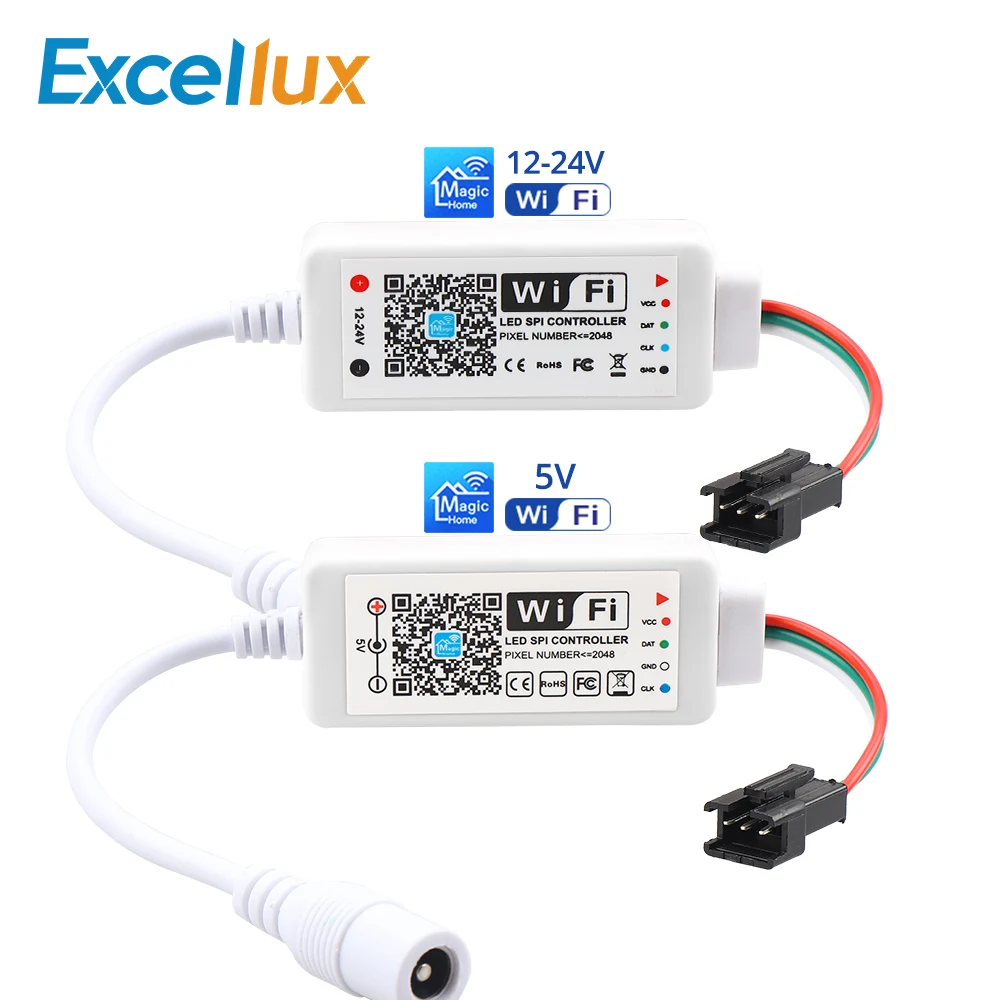 

5V 12V 24V Mini SPI WiFi Led Controller For WS2811 WS2812B SK6812 Addressable Pixel Strip ,Single Color APP Control Magic Home