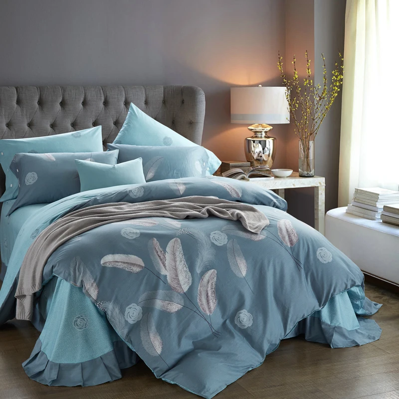 Waliicorners Flowers Bedding Sets Cotton Full Queen King Size Duvet Cover Bed/Flat Sheet Fitted Sheet set Pillowcase 18 FH1_4732 j