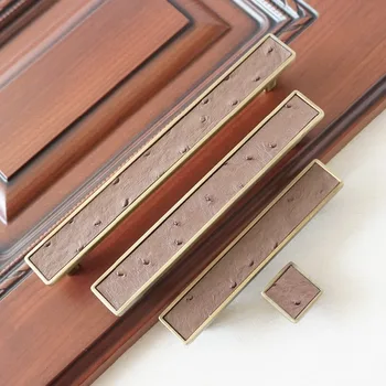

3.75'' 5'' 6.3'' Genuine Leather Kitchen Cabinet Knob Handles Dresser Drawer Pulls Handles Knobs Antique Bronze Brown Door Pull