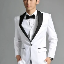 На заказ новинка белый смокинг черная шаль нагрудные черные брюки, заказ жениха смокинги, свадебные костюмы для мужчин